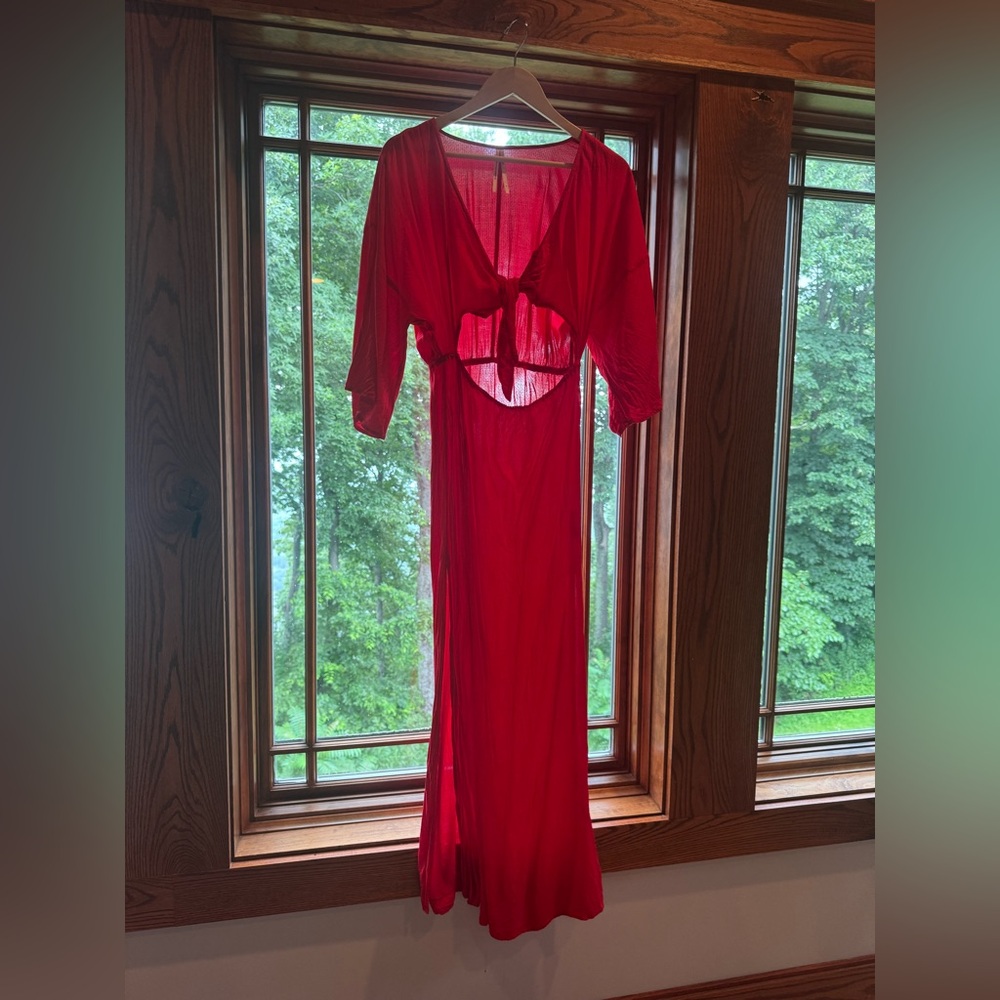 Anthropologie Red Maxi Dress Coverup